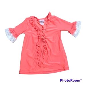 Little Lass Coral and White Lace 2 Button Duster Cardigan for Toddler 24…